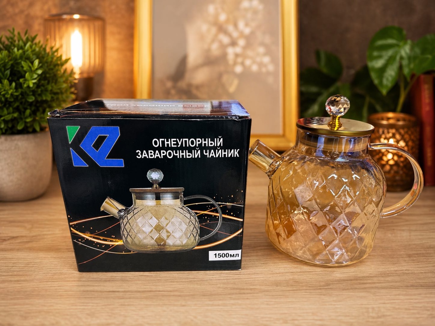 Чайник 30358445_Золотая 1.5 1.5 л, жаропрочное стекло
