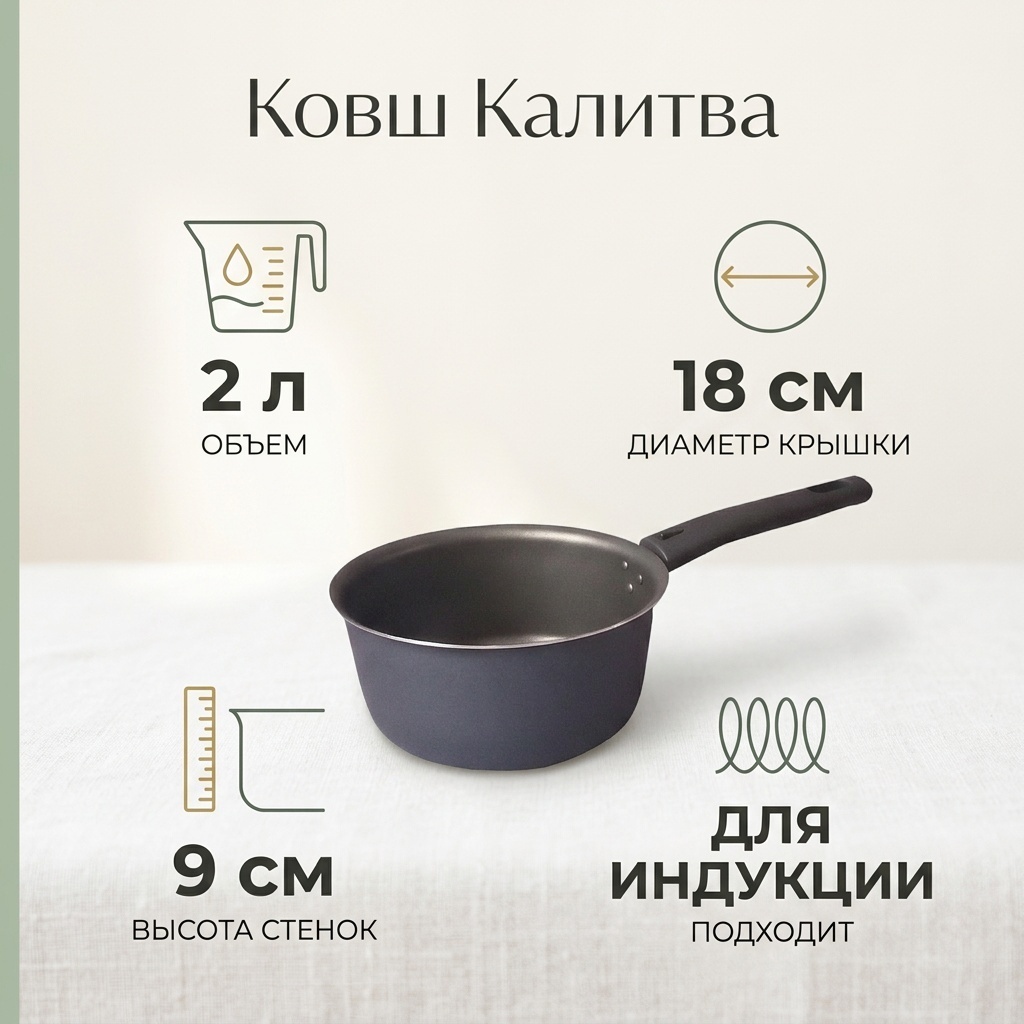Ковш 2 л, Калитва 14611816 алюминий