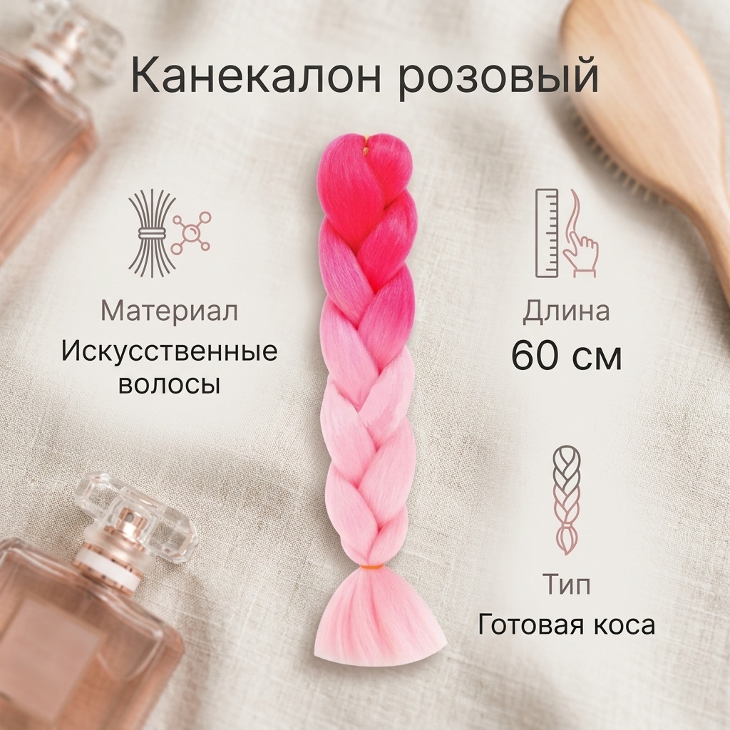 Канекалон розовый для девочки