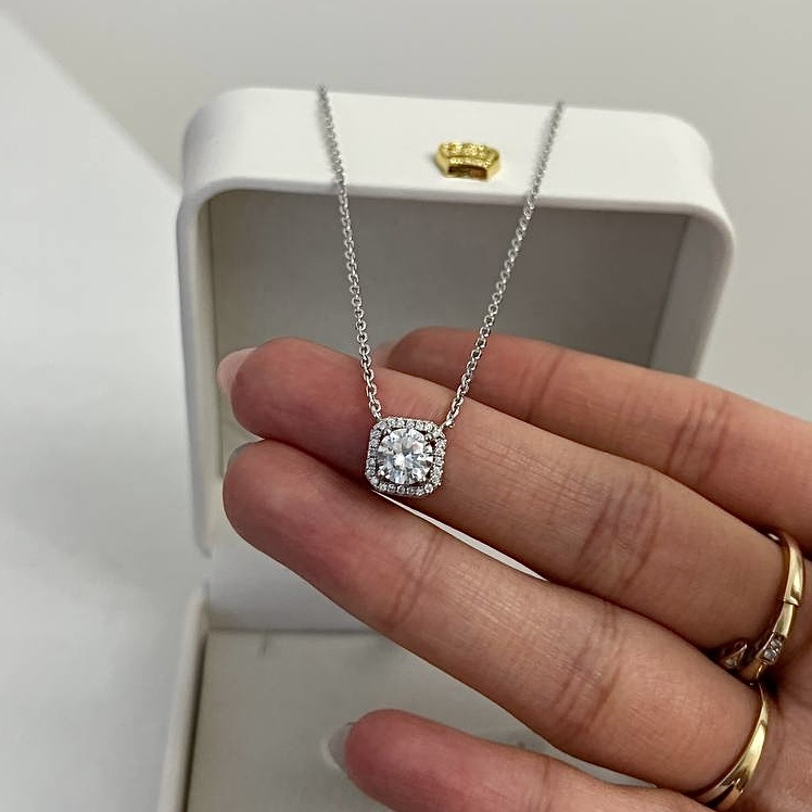 Колье Demian jewellery «Мягкий квадрат» длина 45 см вес 3.5 г серебро, фианит