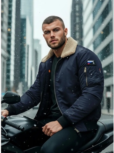 Бомбер синий