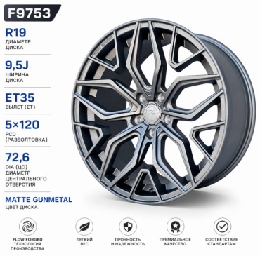 Fonyee F9753 9.5x19/5x120 D72.6 ET35 4 диска серый матовый