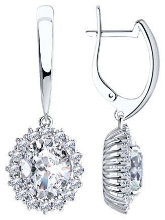 Серьги Diamant V44305 вес 8.65 г серебро, фианит