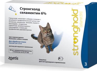 Zoetis Стронгхолд капли от блох, от власоедов, от вшей для кошек 2.6-7.5 кг 1 пипетка