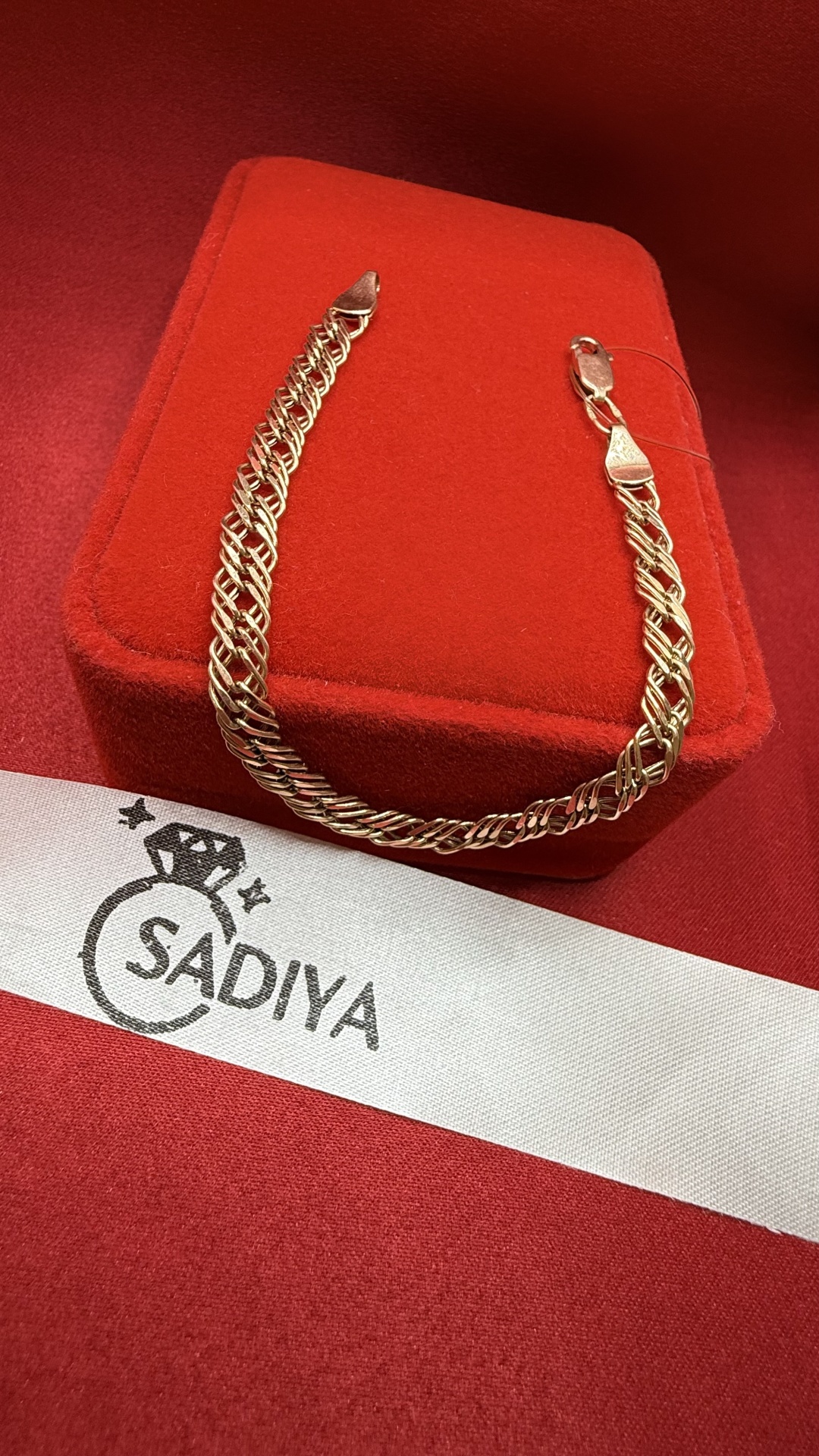 SADIYA 127603496 длина 18 см, вес 3.41 г золото, плетение тройной ромб