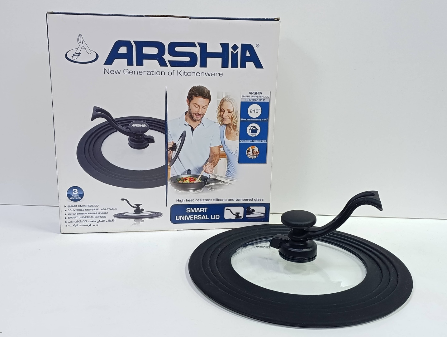 Крышка универсальная ARSHIA 22 см, 24 см, 26 см, 28 см, силикон, стекло