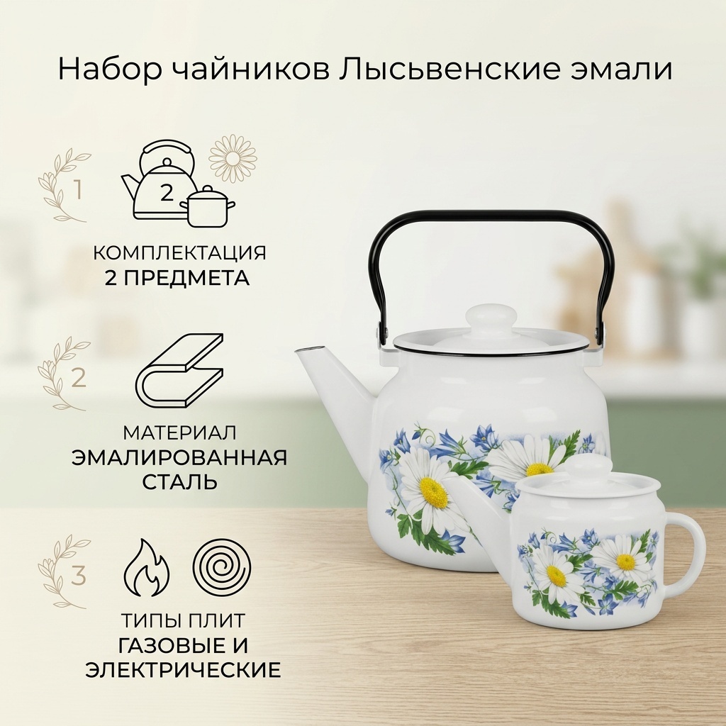 Лысьвенские эмали набор чайников 10134 3.5 л, эмаль