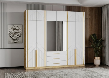 Распашной шкаф LuX MebeL Альфа 6Д, 270x280х60 см, белый, коричневый