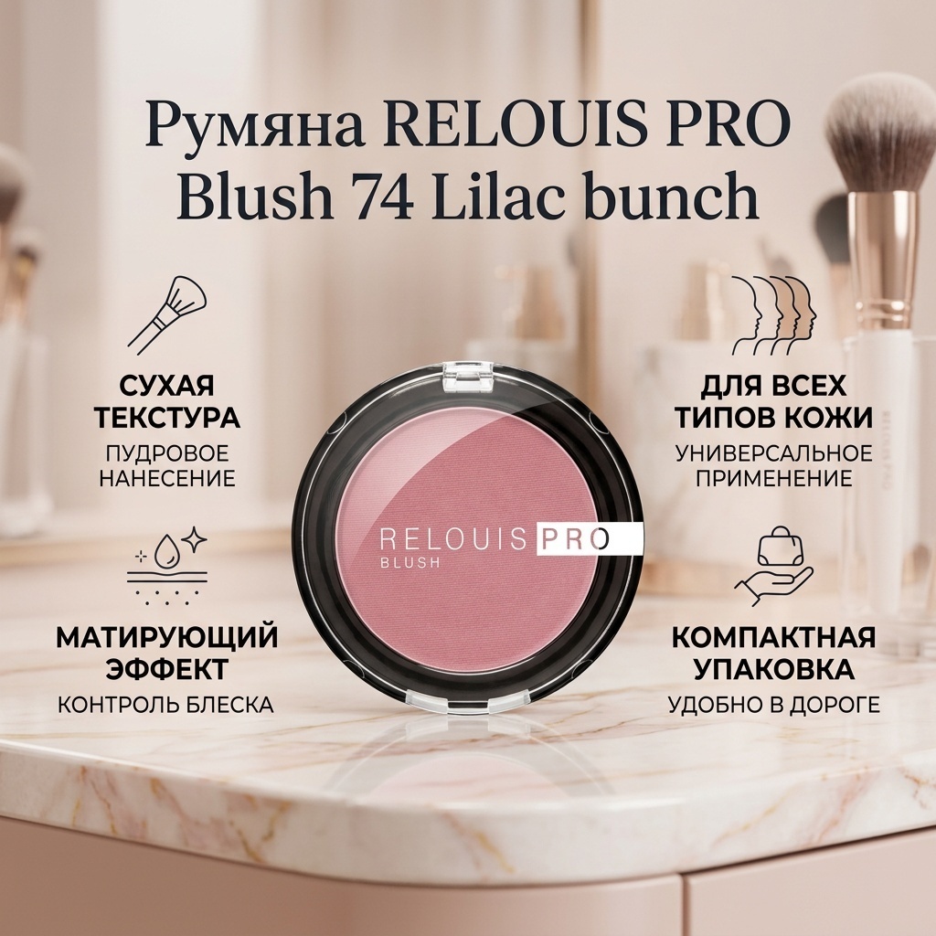 RELOUIS PRO Blush румяна 74 Lilac bunch
