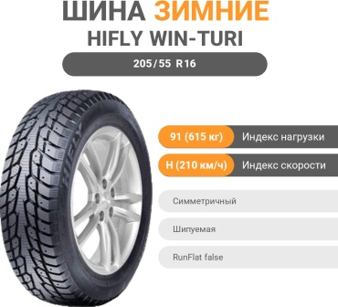 Hifly Win-Turi 215 205/55 R16 91 H шипуемая