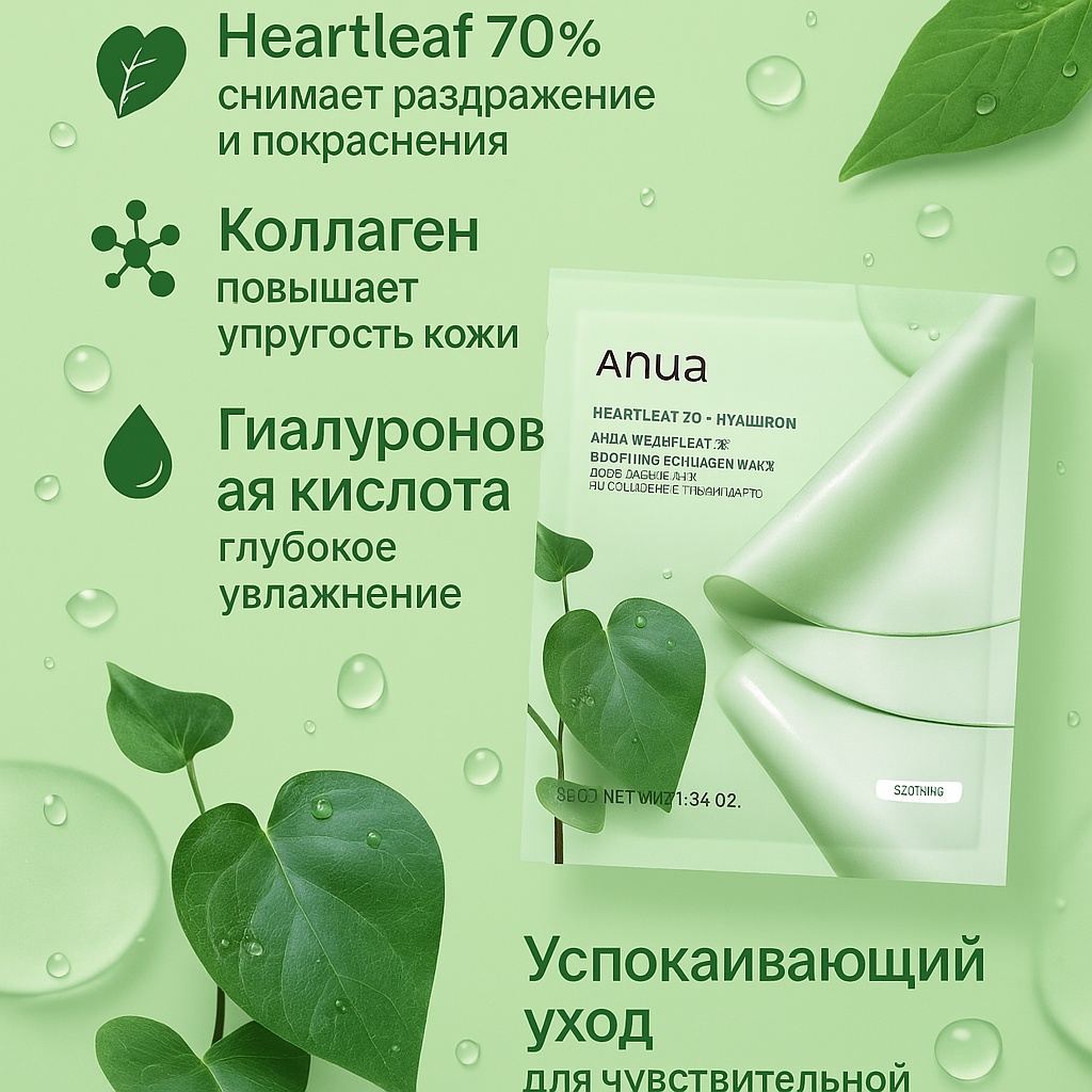 Маска для лица Anua гидрогелевая Heartleaf 70 Soothing Collagen Mask 1 шт