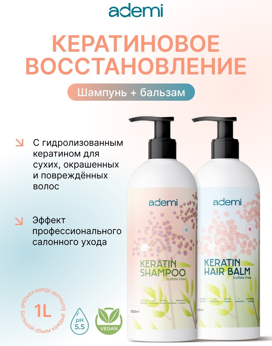 Ademi Keratin набор по уходу за волосами унисекс