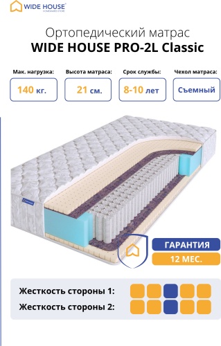 Матрас WIDE HOUSE PRO-2L Classic, 120x190x21 см