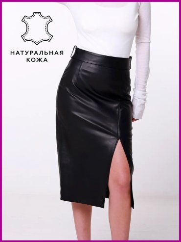 Кожаная юбка AMLOOK черный