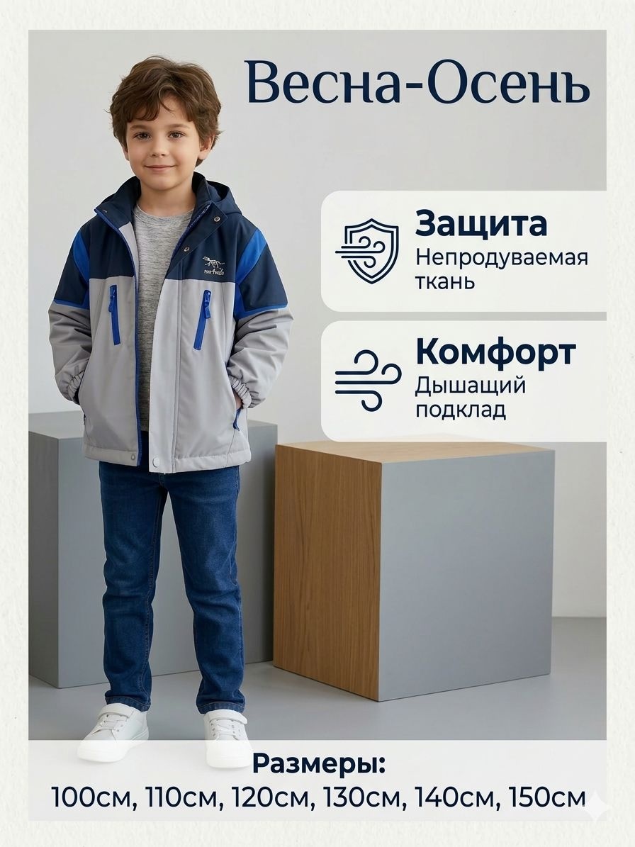 Ветровка SABEI home синий, серый