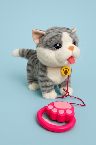 Интерактивная игрушка Кошка на повадке Серо-белая