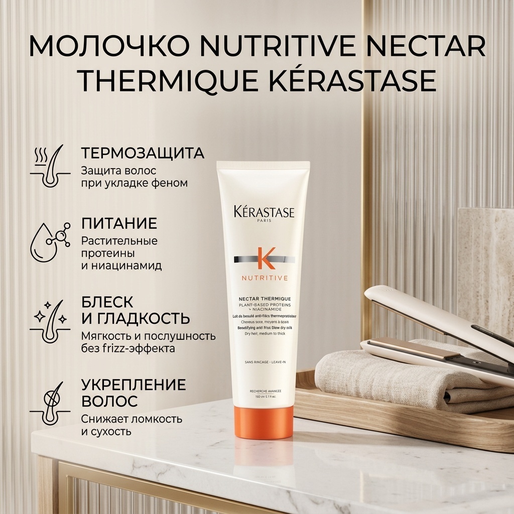 Kerastase Nutritive Nectar Thermique Термо-уход перед укладкой средних или толстых сухих волос молочко 150 мл