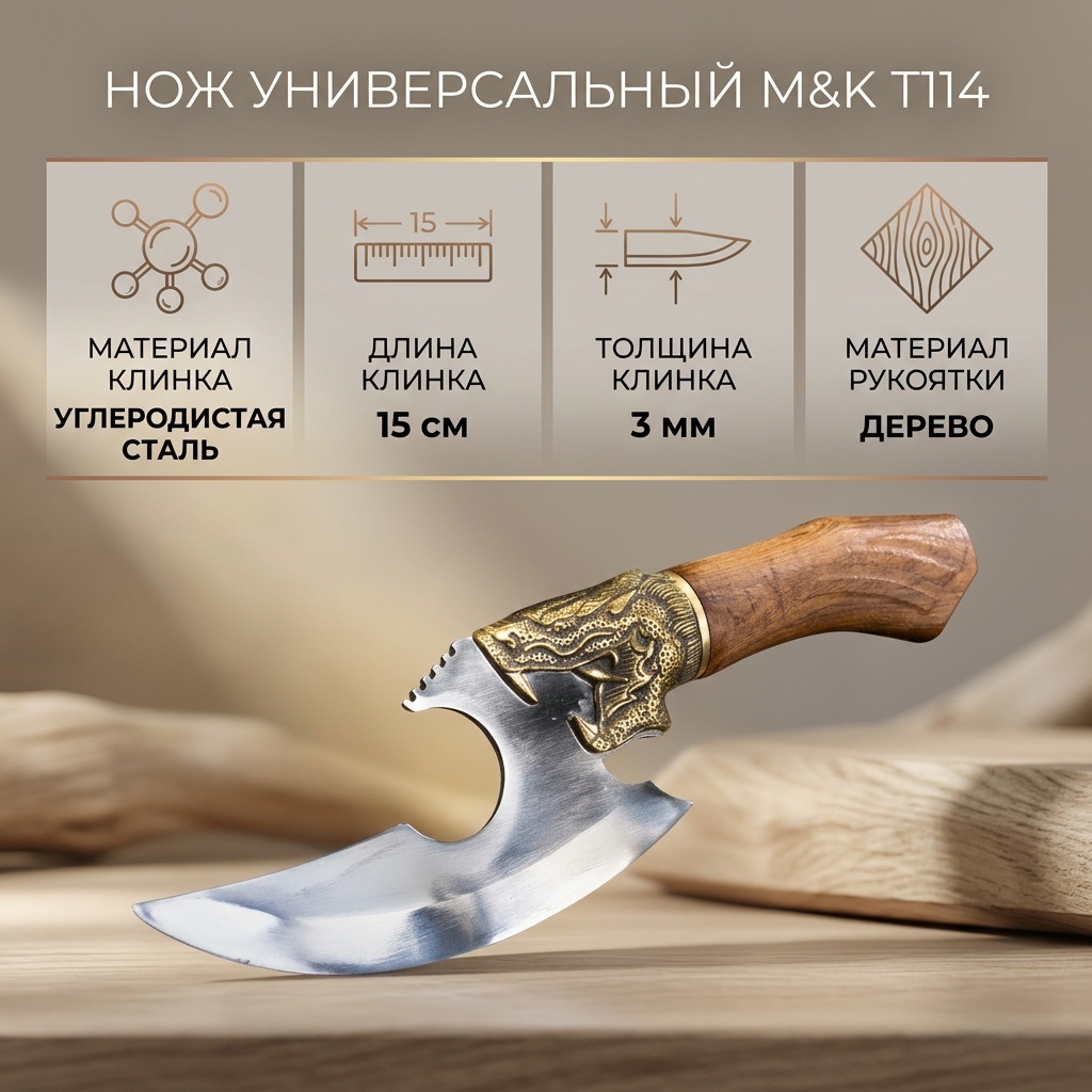 Нож универсальный M&K, лезвие: углеродистая сталь 1 шт