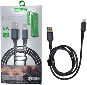 Кабель GERLAX USB 3.0 (M), Lightning (M), 1 м, GD-71L черный