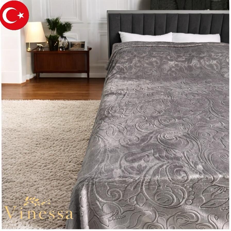 Плед Vinessa 200х150 см, хлопок, микрофибра, серый