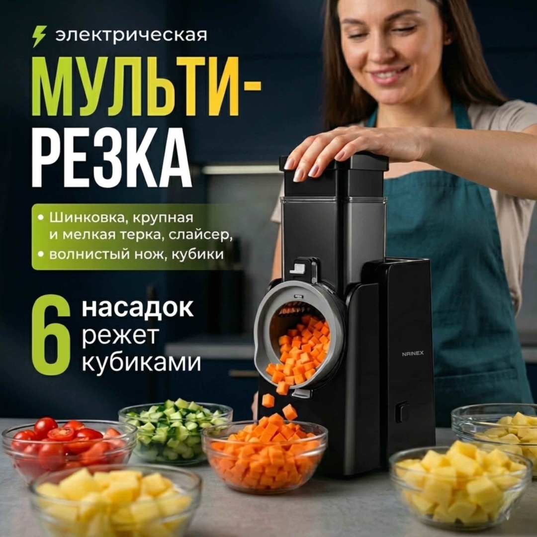 NAINEX овощерезка кубиками KIM02, пластик, нерж.сталь