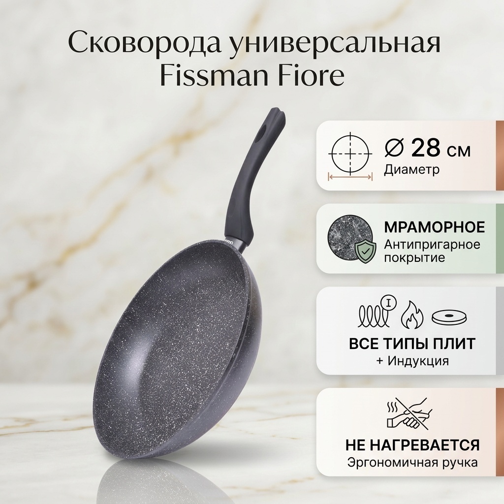 Сковорода Fissman 28 см с антипригарным покрытием, алюминий