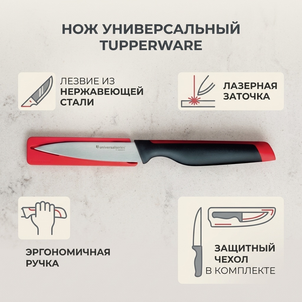Нож универсальный Tupperware, лезвие: нержавеющая сталь 1 шт