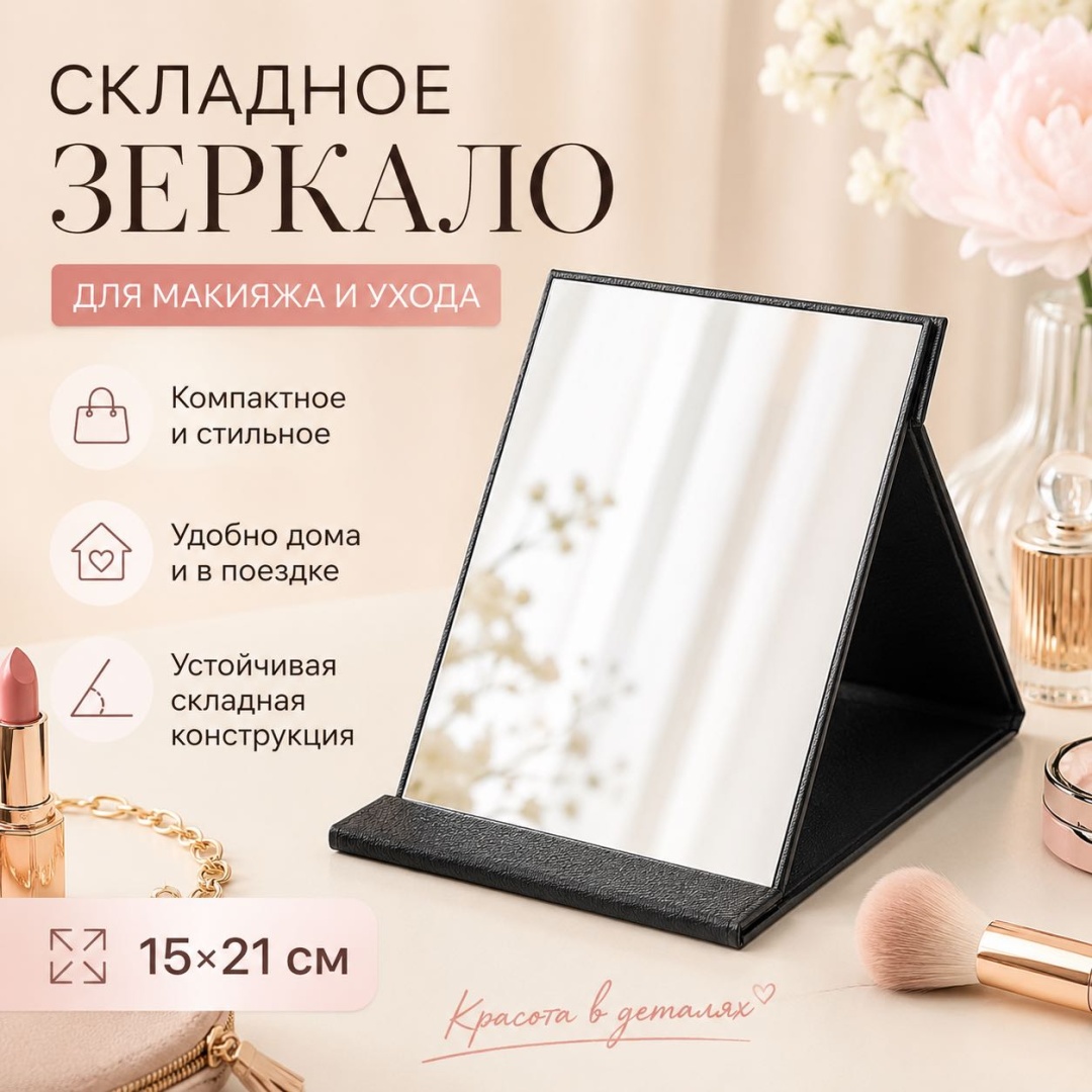 ADELIKA зеркало настольное косметическое 15 на 21