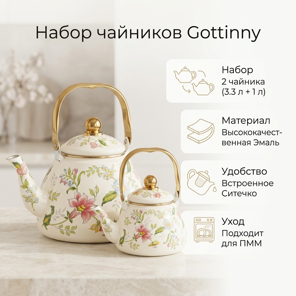 Чайник Gottinny 30314508_833896038 3.3 л, алюминий, сталь, эмаль