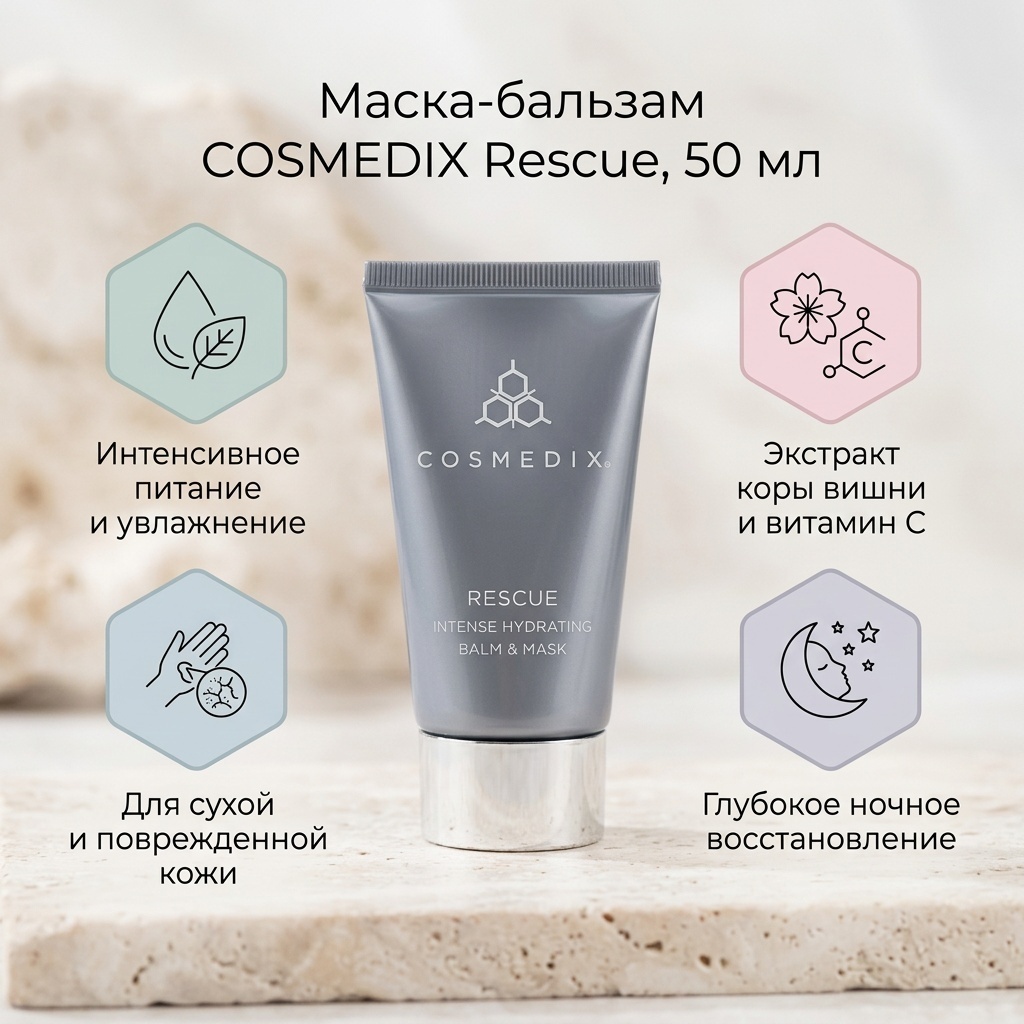 Маска для лица COSMEDIX крем Rescue Intense Hydrating Balm and Mask 50 мл