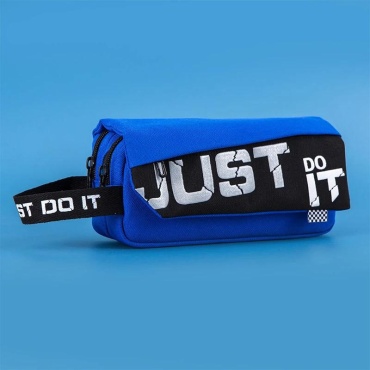 Пенал Just Do It, застежка молния, липучка, синий