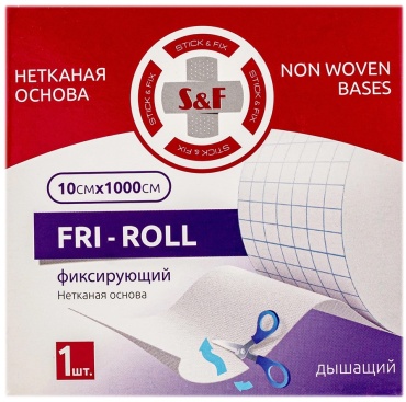 Пластырь S&F Лейкопластырь Fri-roll медицинский нестерильный 10см*1000см нетканая основа дышащий 1 шт не стерильно