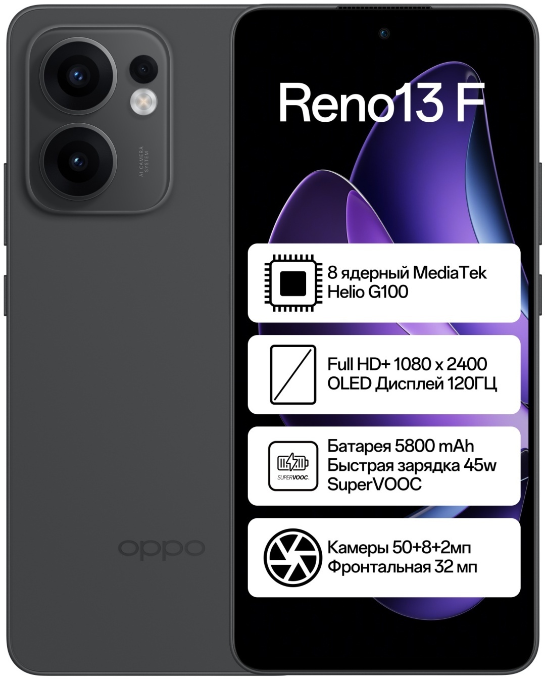 Смартфон OPPO Reno13 F NFC 8 ГБ/512 ГБ черный