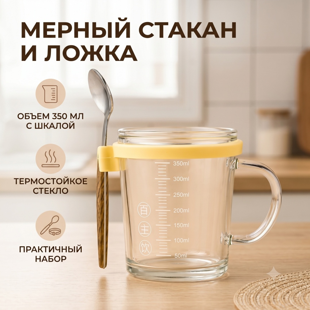 Мерный стакан 400 мл, пластик, стекло, металл