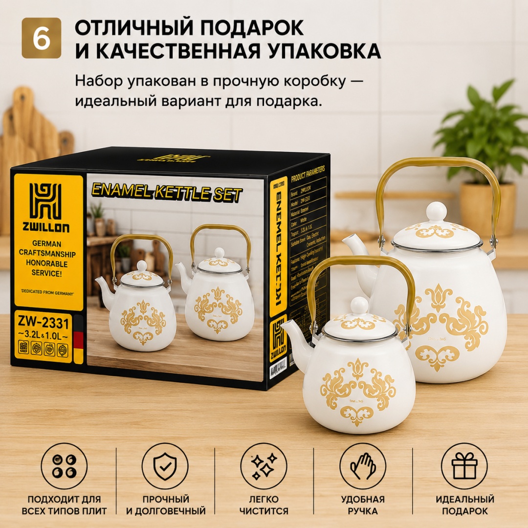 Набор чайников 30311286_508967803 3.3 л, эмаль