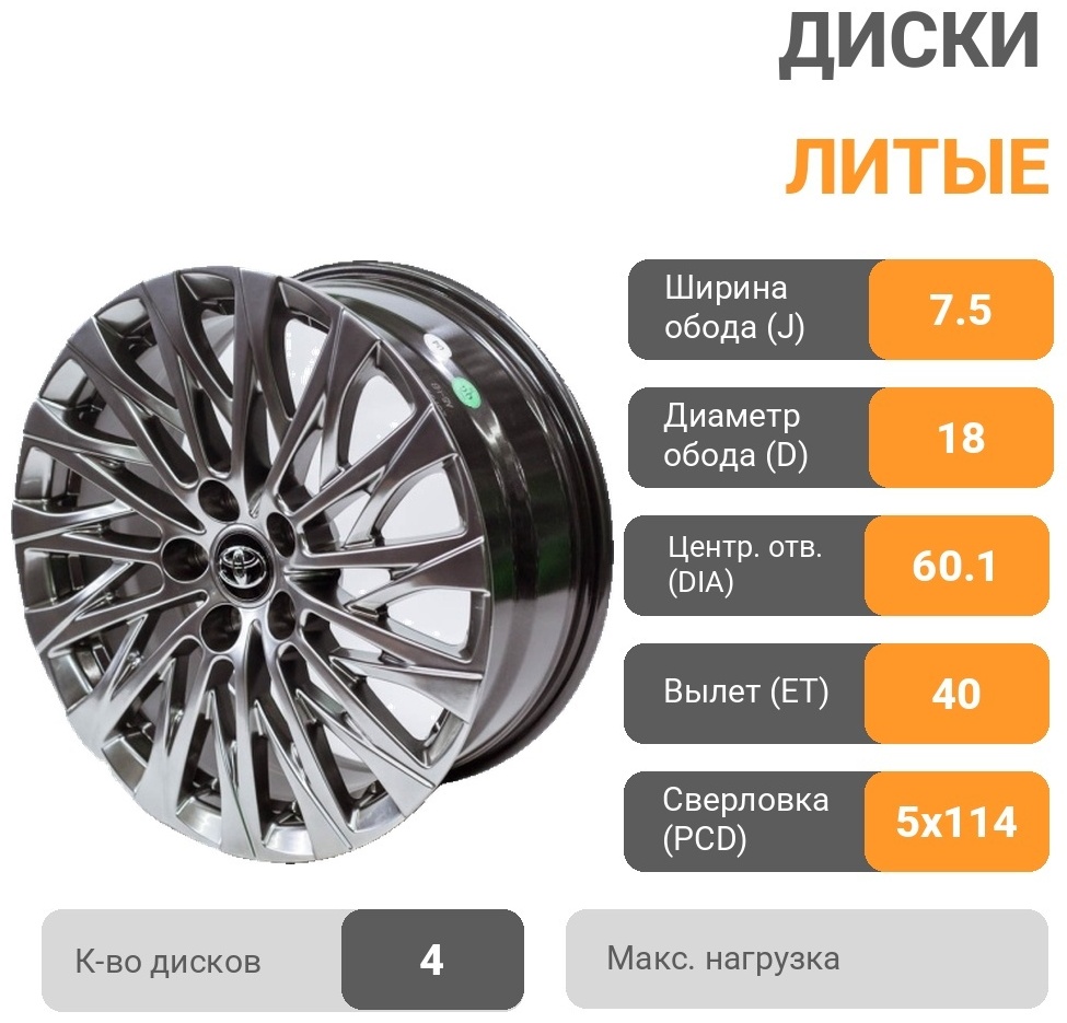 Toyota 1896 7.5x18/5x114.3 D60.1 ET40 4 диска графит