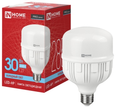 IN HOME 30W E27, светодиодная, холодный белый