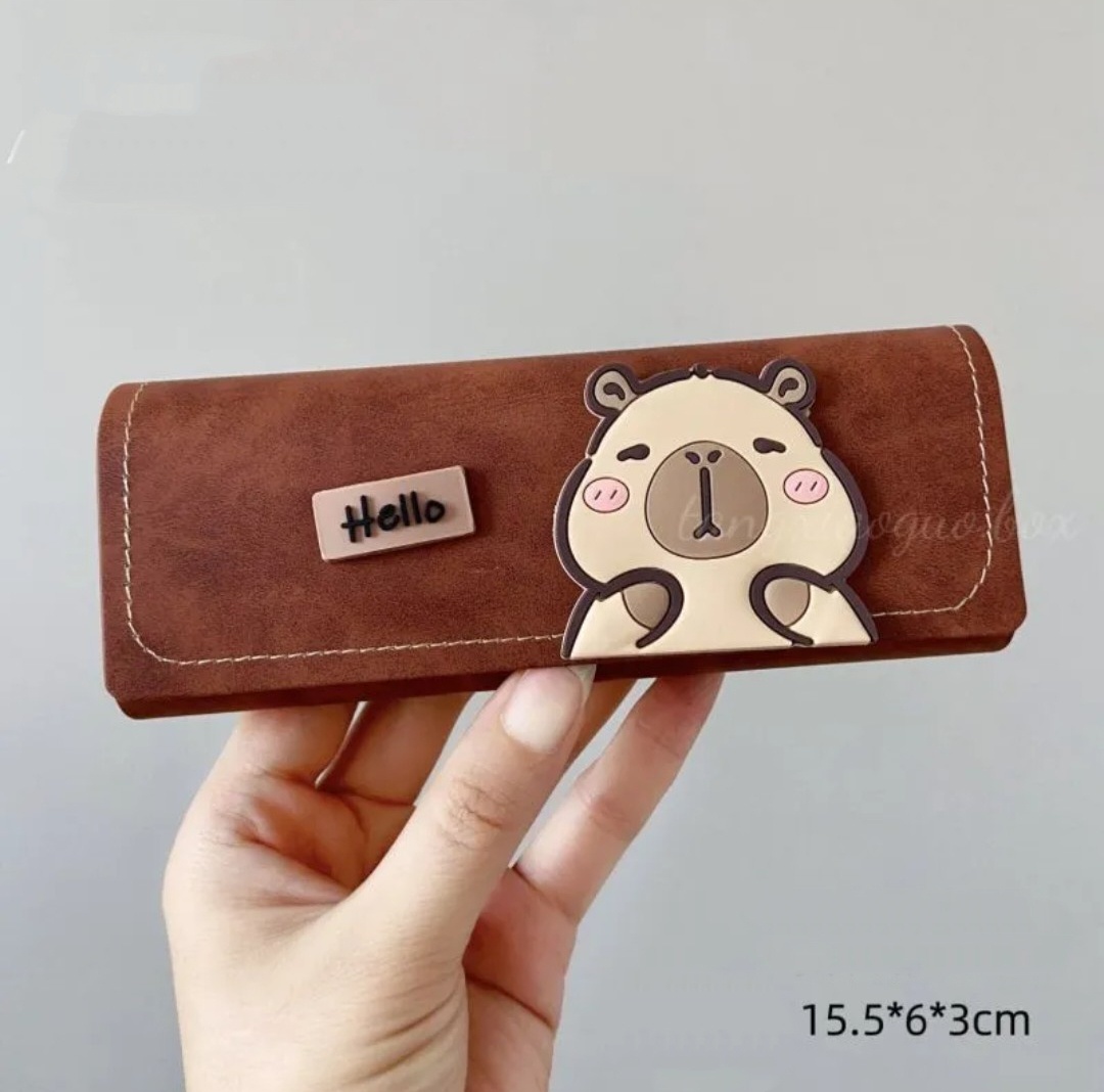 Жесткий футляр искусственная кожа, металл, 15.5 x 6 см коричневый