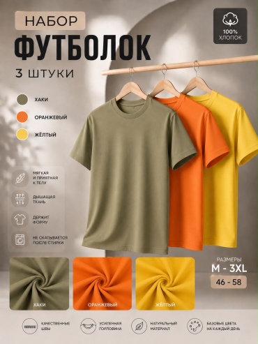 Футболка SANGYL хаки, оранжевый