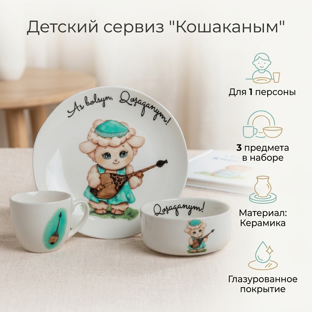Сервиз на 1 персону Кошаканым, предметов: 3, детский, керамика