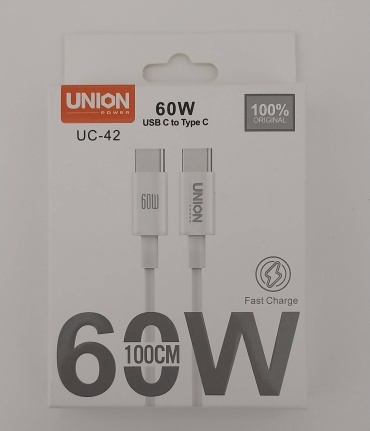 Кабель Union USB TypeC (F), 1 м, UC-42 белый