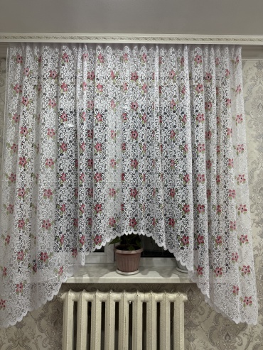 Тюль ADINA 300x180 см 1 шт, сетка, лен, красный, белый
