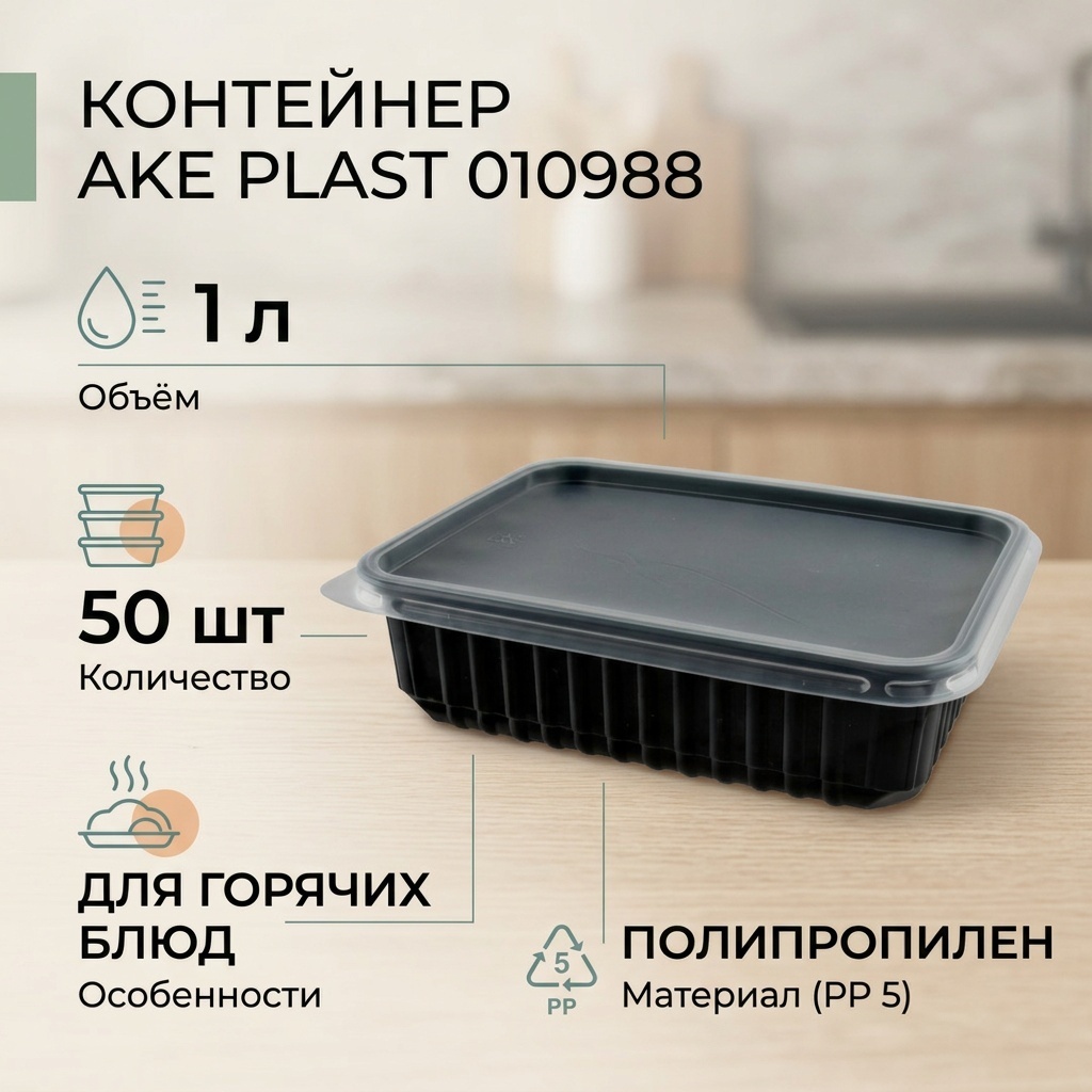 AKE PLAST контейнер 010988 черный 50 шт
