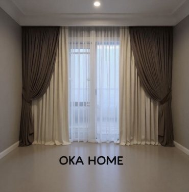 Комплект OKA HOME 800x280 см 5 шт, велюр, бархат, бежевый, коричневый