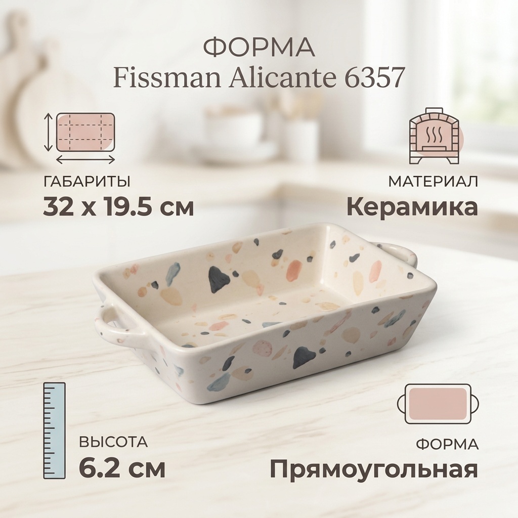 Форма для запекания Fissman керамика, 1 шт
