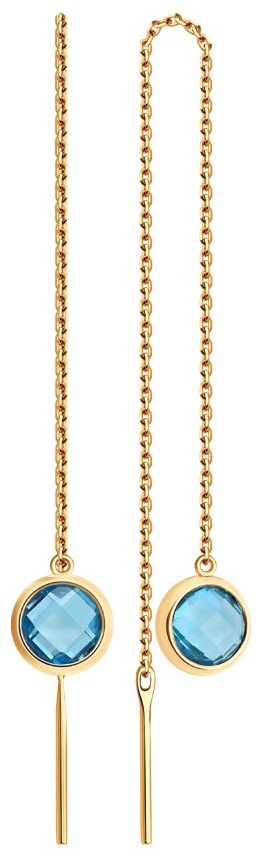 Серьги-цепочки SOKOLOV EAR-SO-585-498982 вес 1.15 г золото, топаз