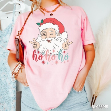 Футболка Новый Год ХО ХО ХО  TMH_TREND.KZ розовый