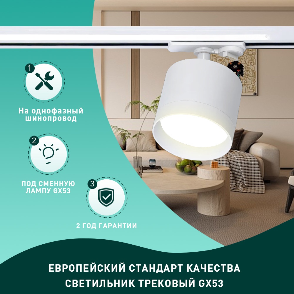 Трековый светильник Radar GX53 20 Вт 220 В GX53DG009--WH