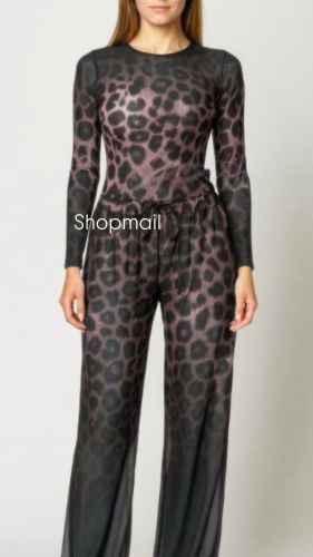 Купальник слитный Shopmail коричневый, леопард
