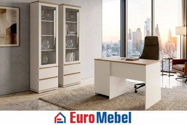 Комплект офисной мебели (стол, шкаф) Euromebel Лима, бежевый, коричневый